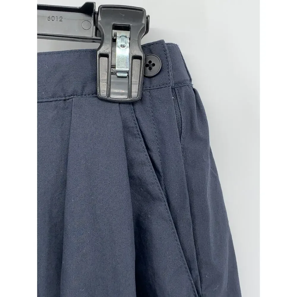 MUJI Women's Navy Blue Elastic-Waist A-Line Relaxed Fit Cotton-Blend Skirt SZ S - Picture 4 of 11